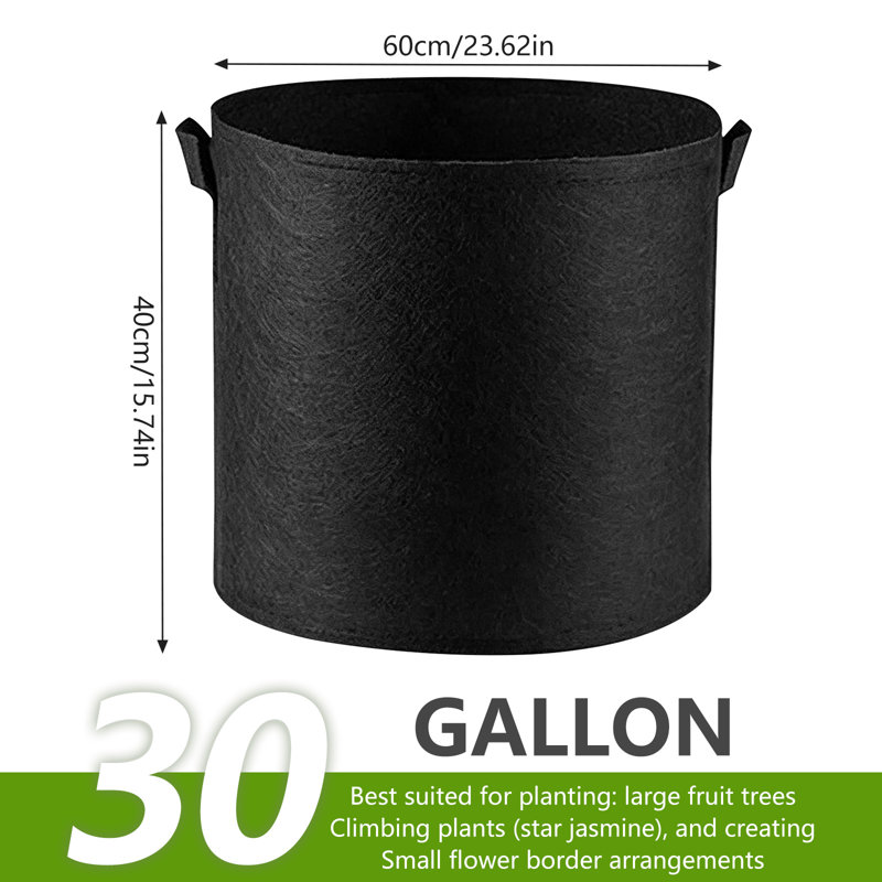 Paquet de 5 sacs de culture robustes - pots en tissu non tissé 10/15/20 / 30Gal avec poignées