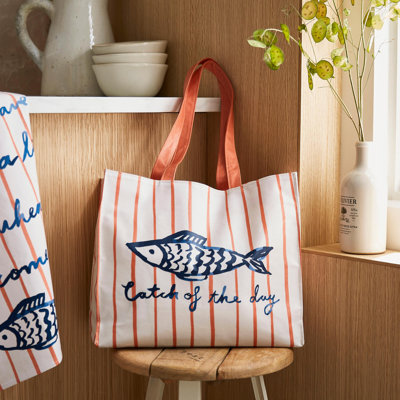 Catch Of The Day 100% Cotton, PVC Coating Picnic Tote Bag