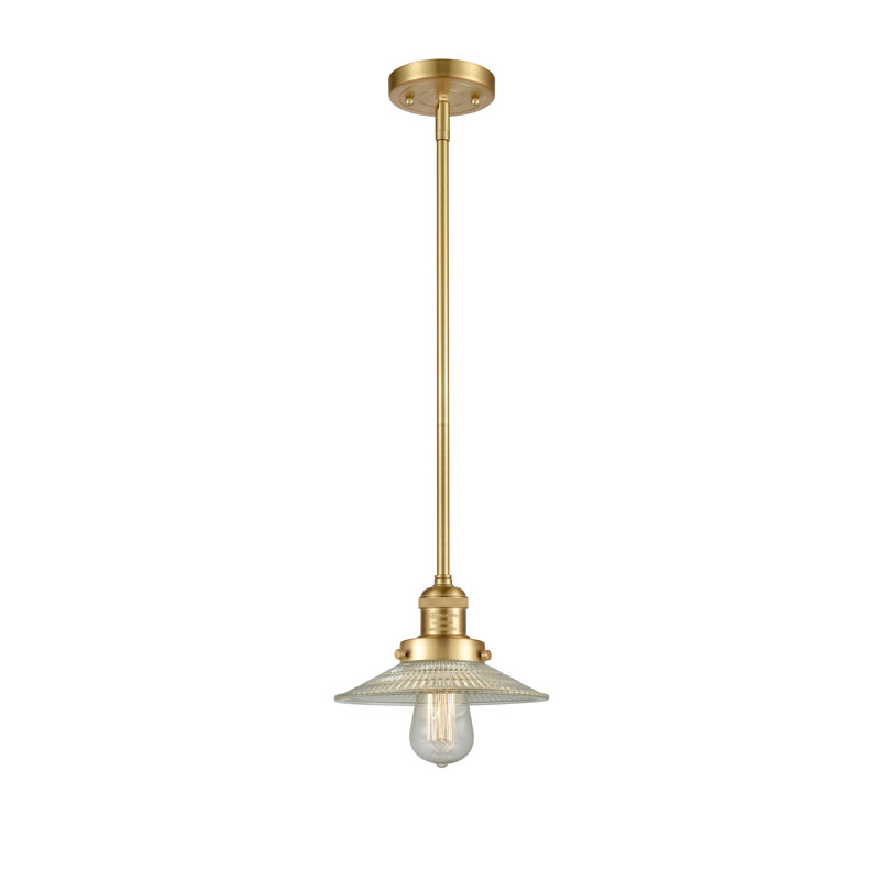 Luminaire suspendu conique à 1 lumière Gault, Or satiné, Transparent, Pas de DEL