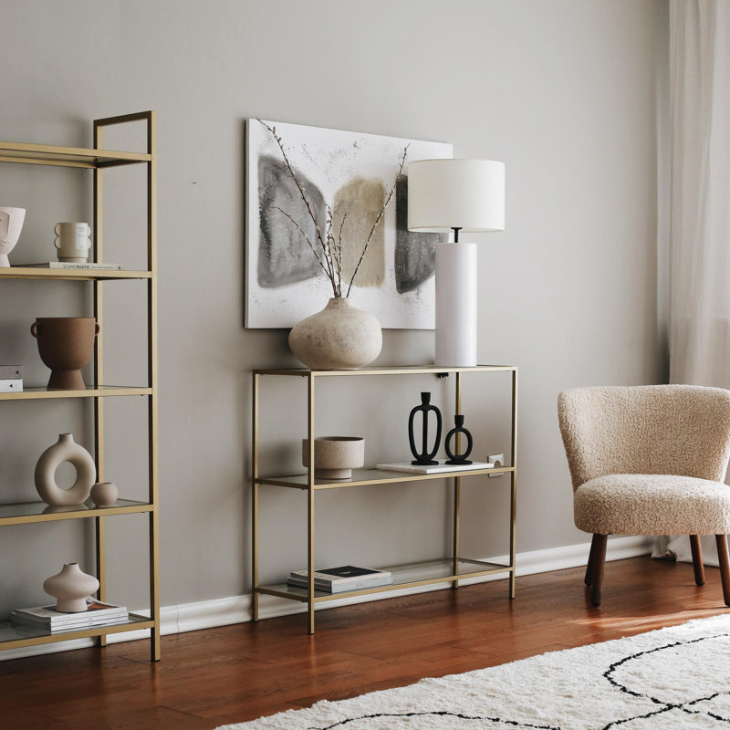 Maraya 100cm Glass Top Console Table, Gold