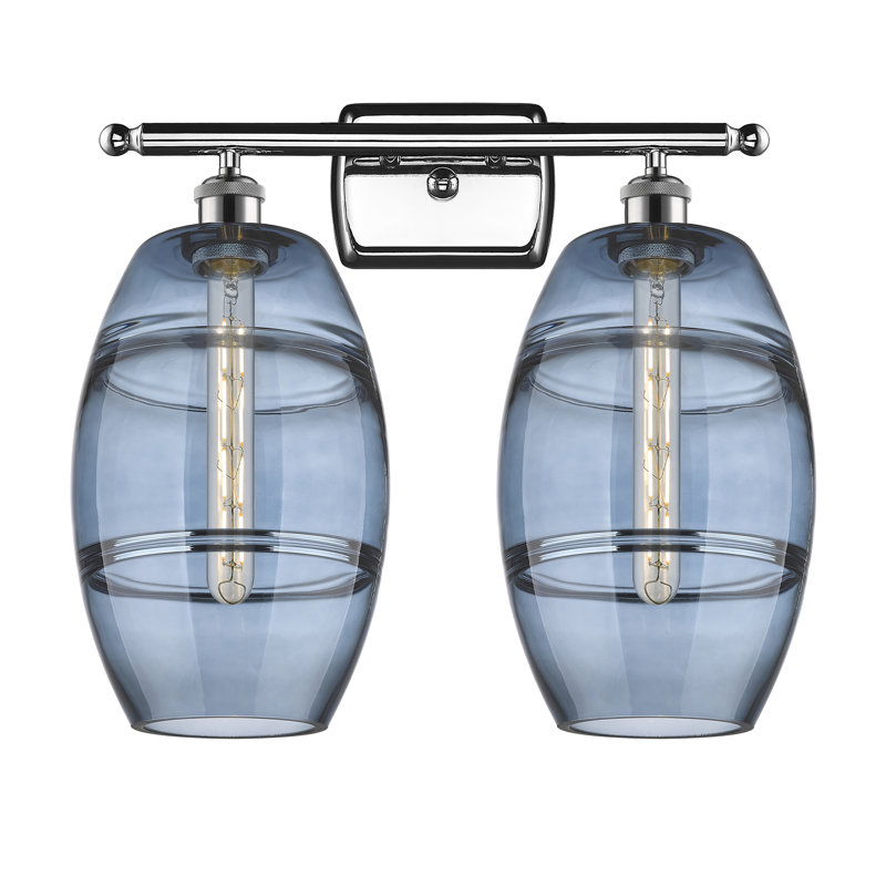 Éclairage de salle de bain à intensité variable à 2 lumières Bettylou, Chrome poli, Bleu princesse
