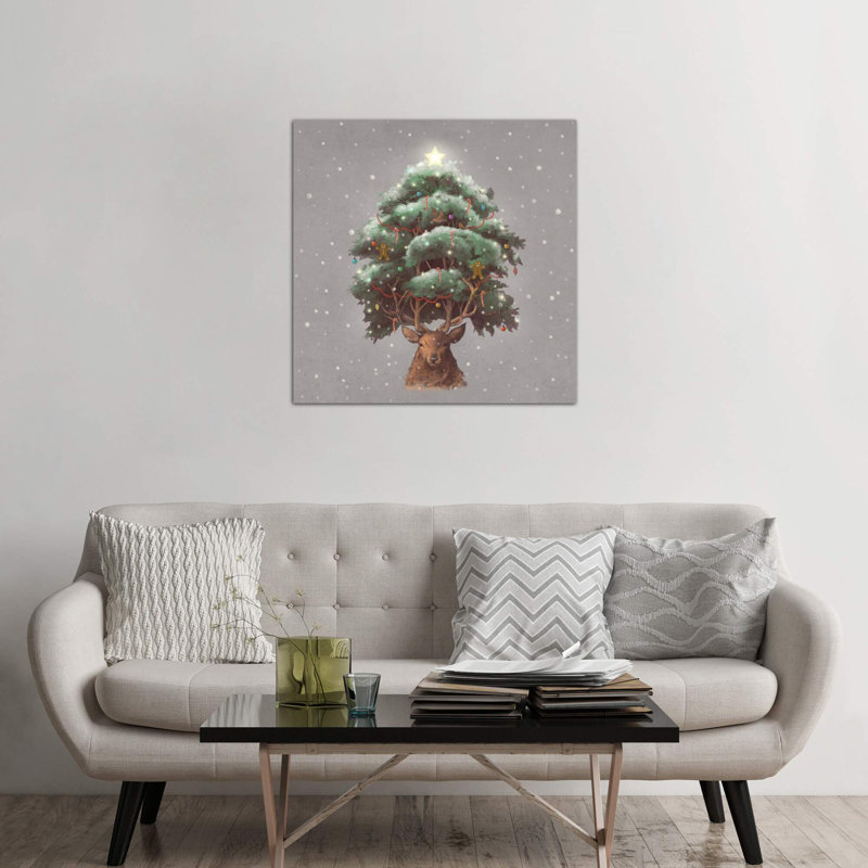 Reindeer Tree by Terry Fan - Wrapped Canvas Print, 93.98 cm H x 93.98 cm W x 3.175 cm D