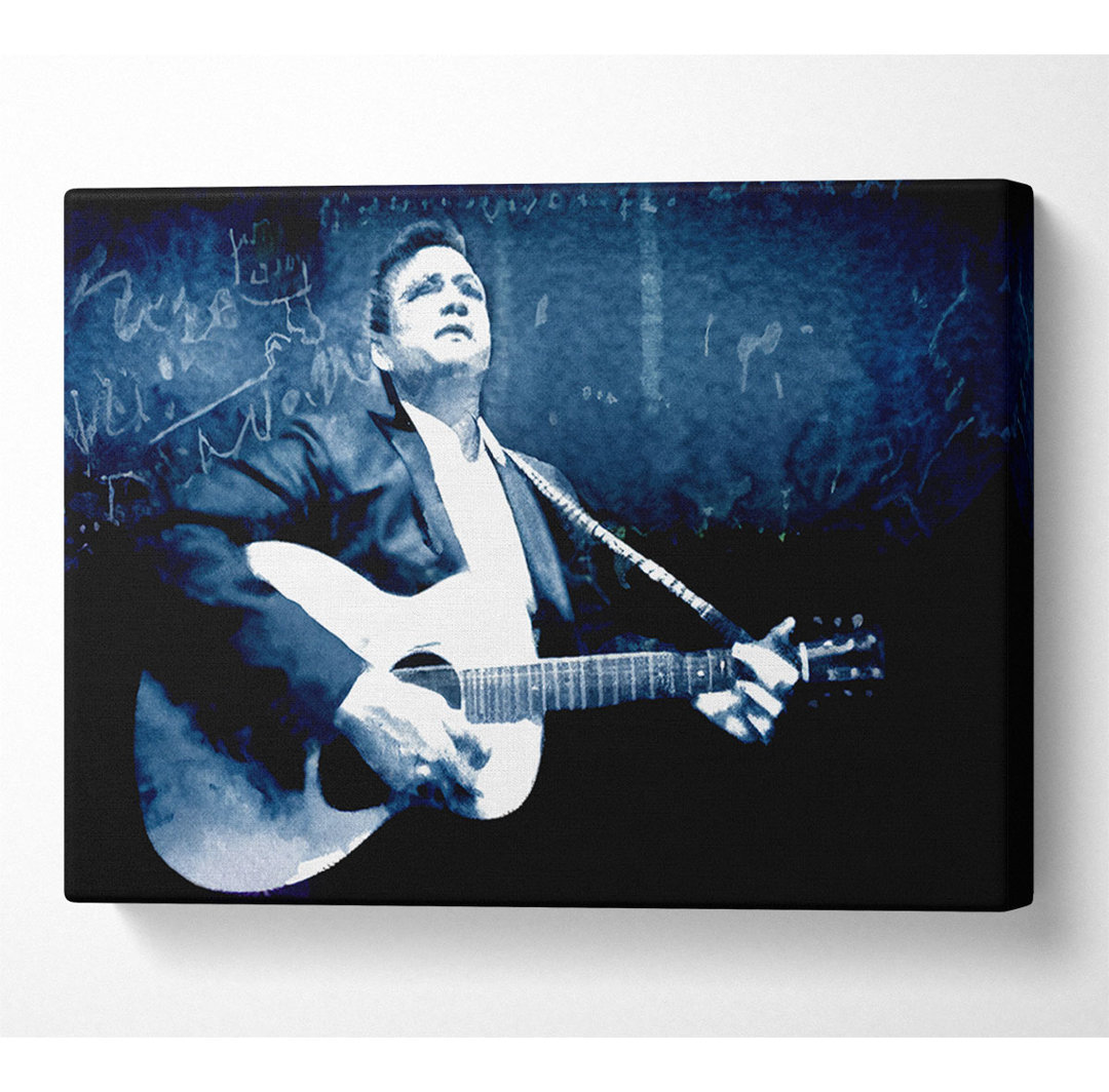 Johnny Cash Blaue Leinwand Aquarell