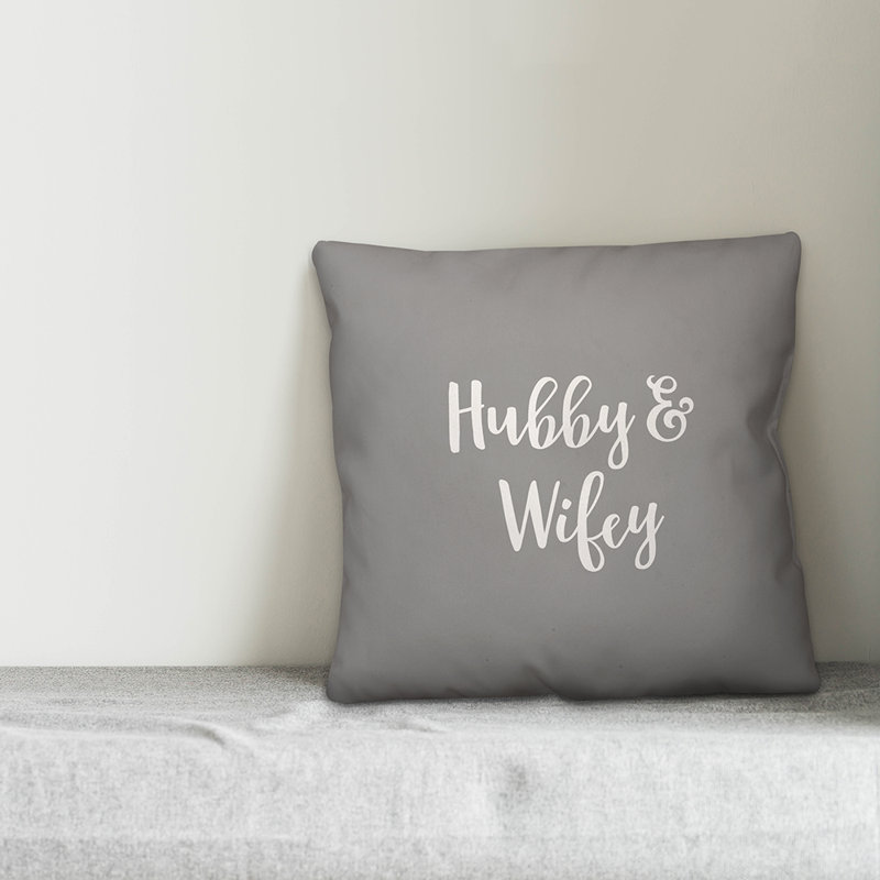  Coussin Hubby and Wifey, Gris, Housse de coussin
