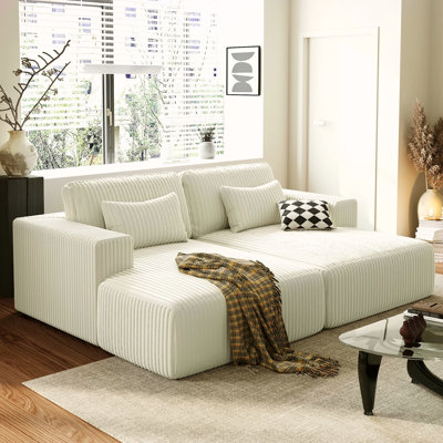 Canapé-lit double en velours côtelé avec 2 coussins, parfait pour les salons, les appartements et les bureaux, alliant confort et polyvalence