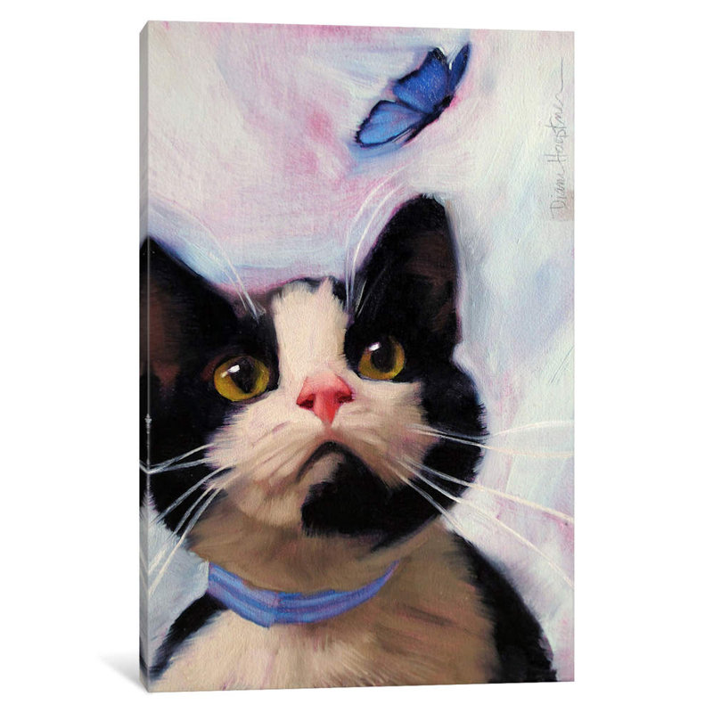 Cat And Butterfly by Diane Hoeptner - Painting on Canvas, 66.04 cm H x 45.72 cm W x 1.91 cm D, No Frame