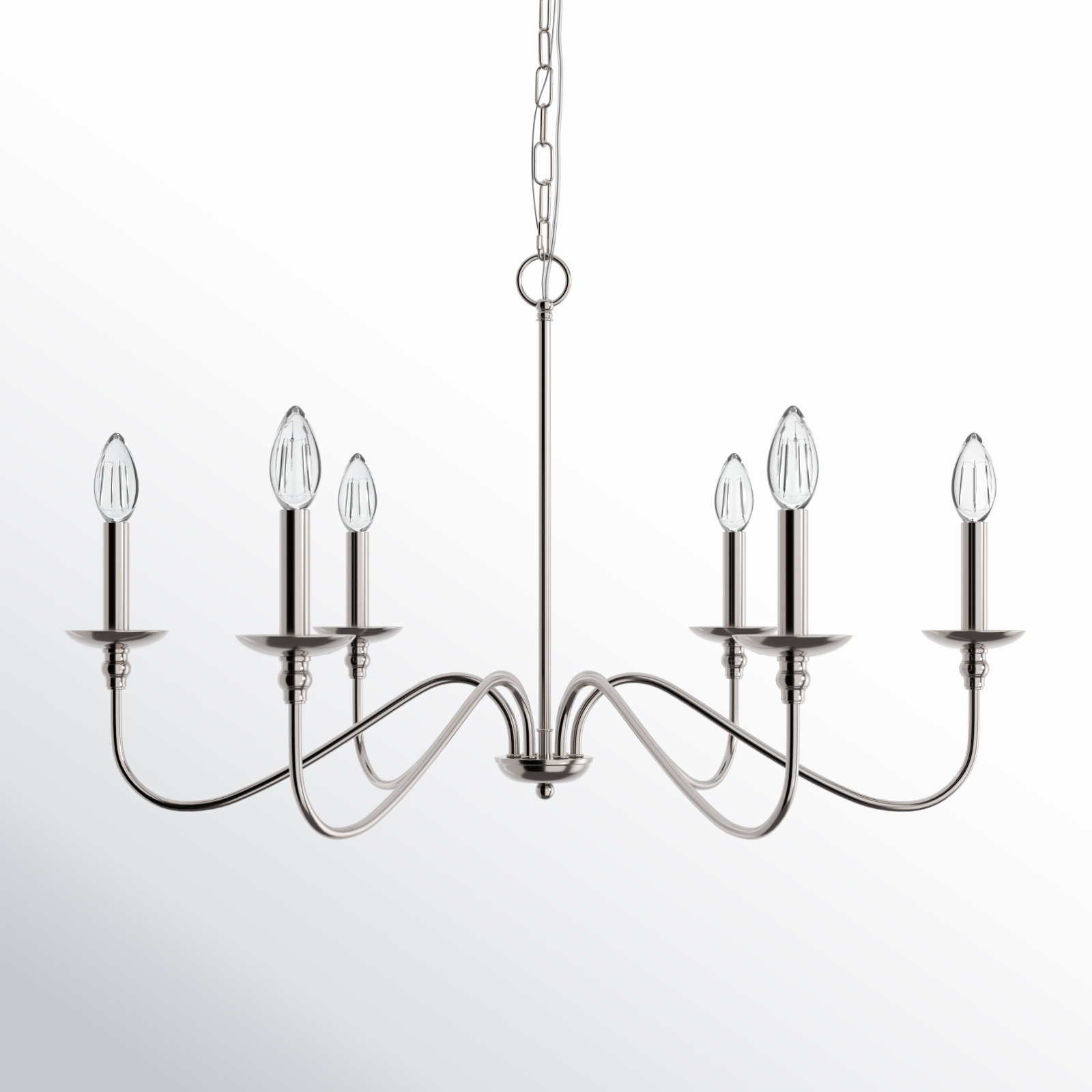 Ableton Iron 6-Light Chandelier, Polished Nickel, 18" H x 30" W x 30" D