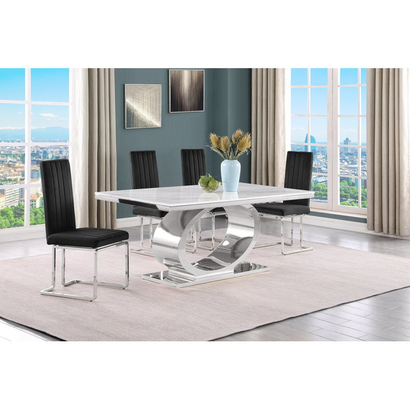 7 pièces Ensemble repas, Noir / argent, 5, Argent