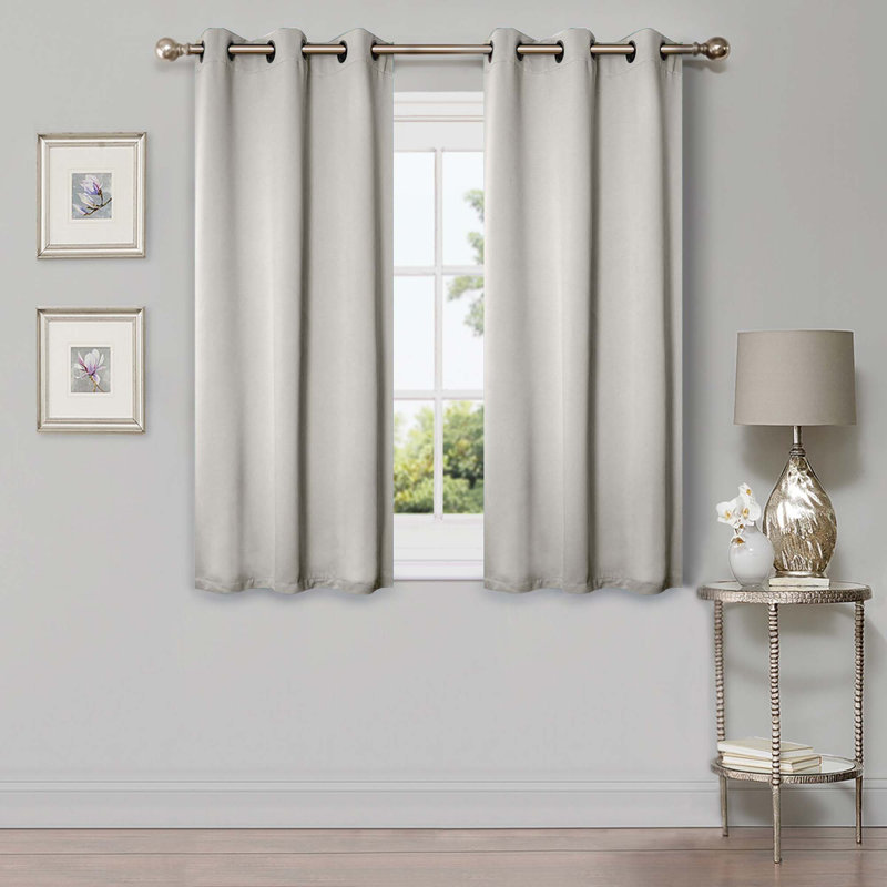 Millendon Energy Saving Modern Polyester Grommet Room Darkening Curtain Pair, Chrome, Grommet 42" W x 63" L