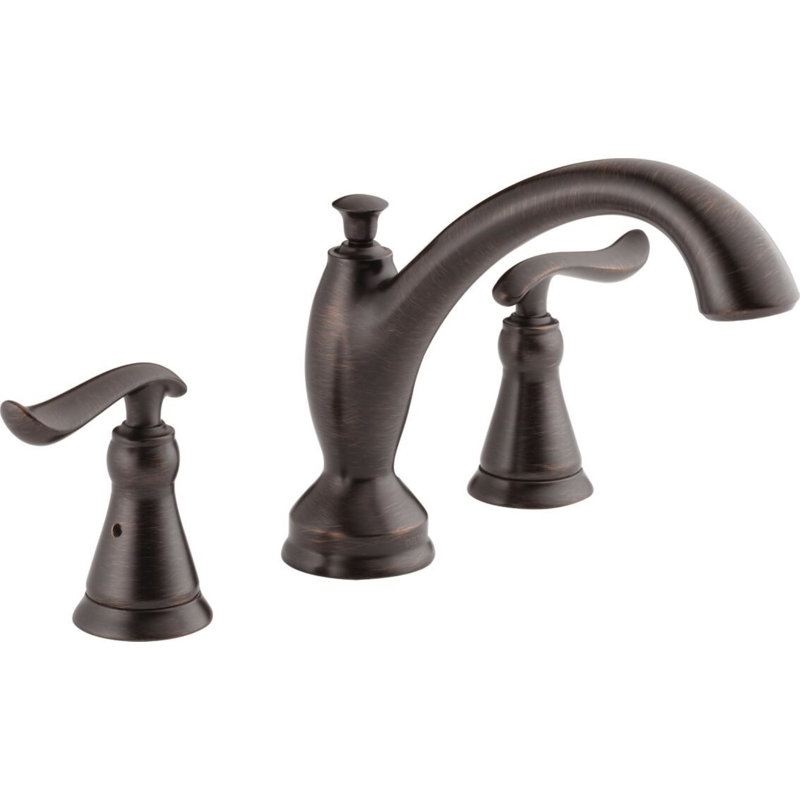 Linden Double Handle Deck Mounted Roman Tub Faucet Trim, Venetian Bronze
