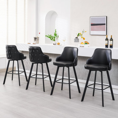 Swivel Upholstered Bar Stool with High Backs