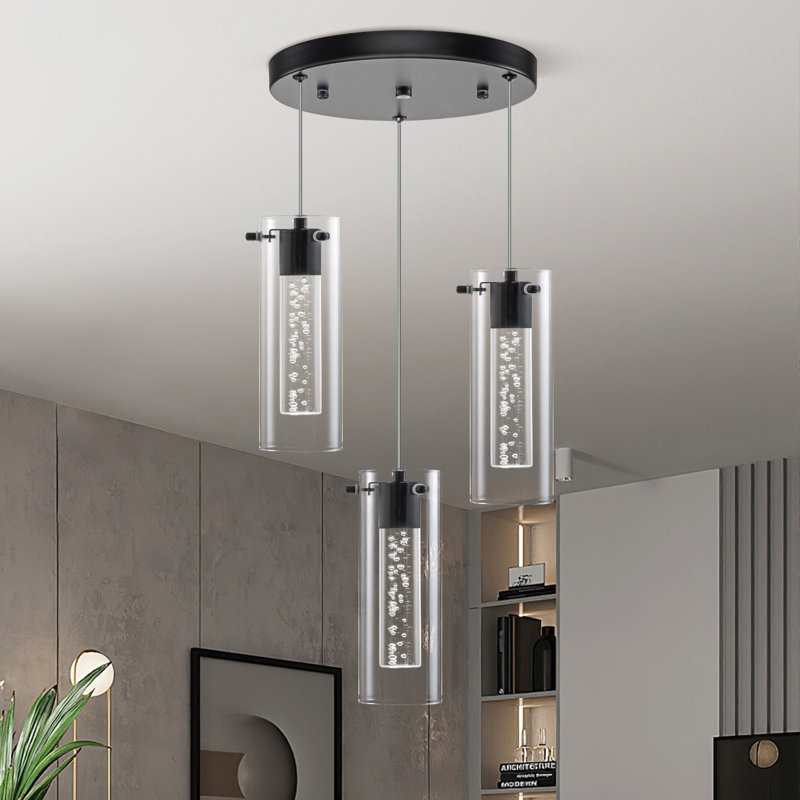 Luminaire suspendu à DEL 3 lumières Kamarian, Noir