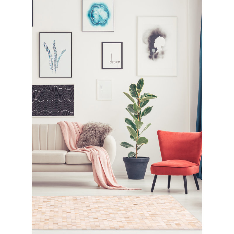 Cowhide Patchwork Beige Rug 5'2" x 8'0"