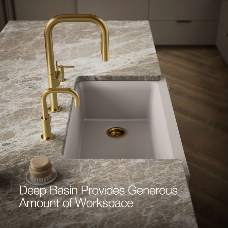 Cairn Undermount Single-Bowl Farmhouse Kitchen Sink, Matte Taupe