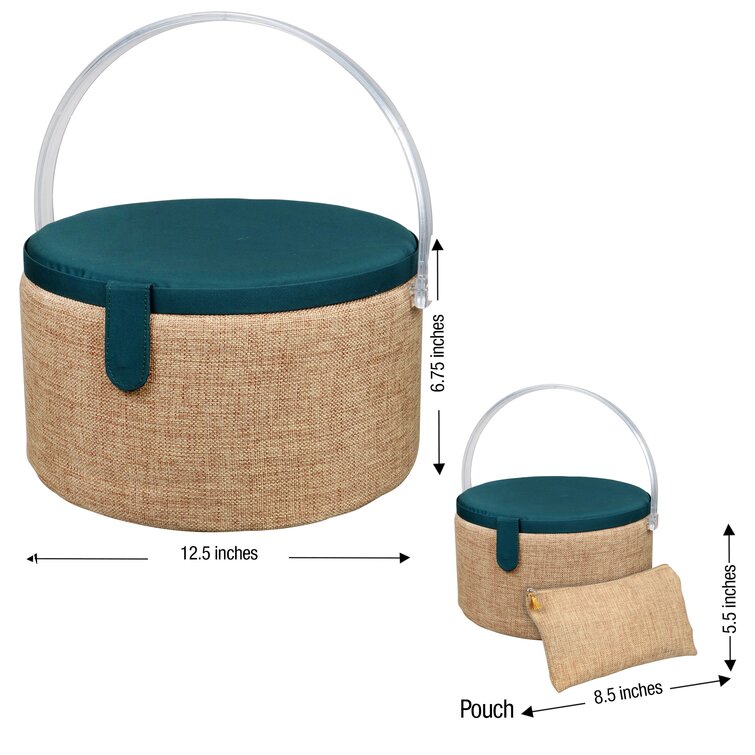SINGER Large Natural Linen Sewing Basket 11 x 8