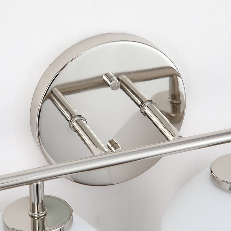 Lumière de meuble-lavabo en verre opale d'inspiration médiévale - cadre en fer rétro et ambiance chaleureuse, Nickel brossé