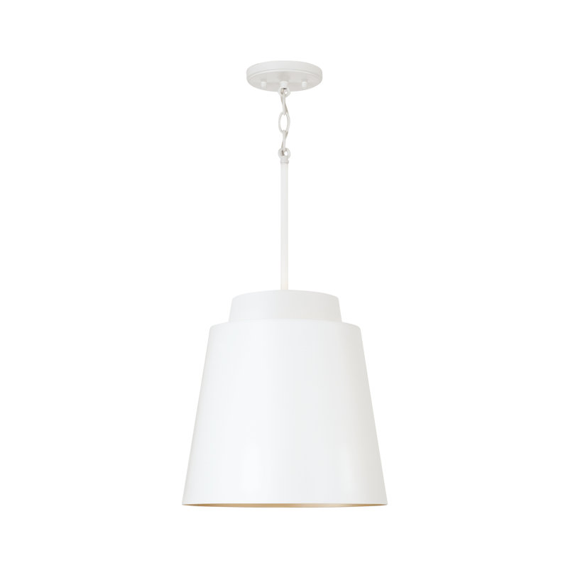Luminaire suspendu conique à 1 lumière Pratt, Blanc