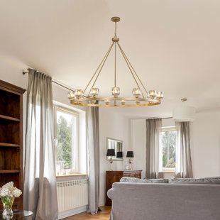 59" Dimmable Round Glass Shade Chandelier