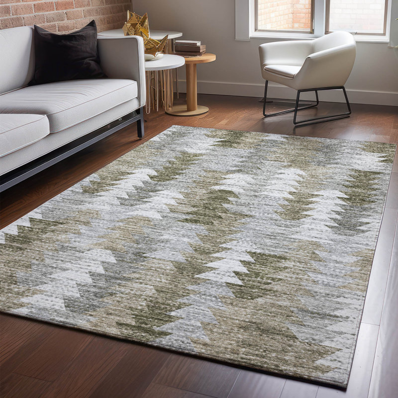 Tapis brun Cerrito lavable à la machine de qualité supérieure, Rectangle 9 pi x 12 pi