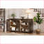 Buffet rétro en verre à 4 portes avec tablettes réglables, espresso | Bois d'hévéa + panneau de fibres à densité moyenne + placage de chêne