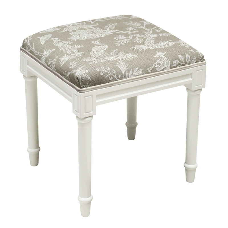 Tabouret de coiffeuse en bois massif Vansickle, Taupe