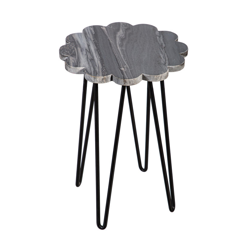 Support pour plante en granit clair avec pieds en métal