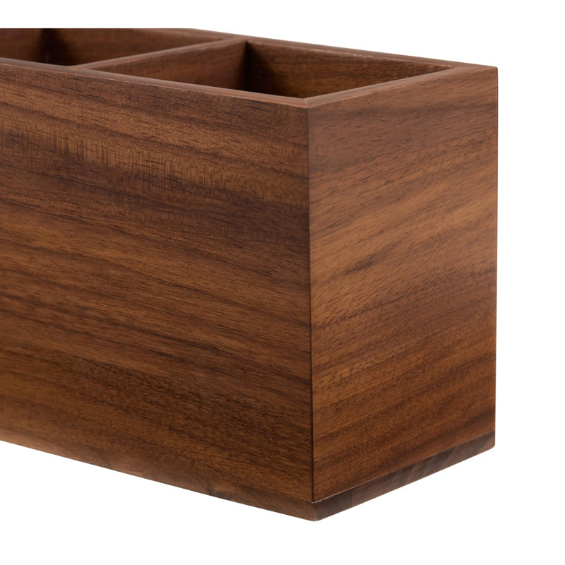 Walnut Pencil Holder (Double Slots) Wood Pen Holder For Desk