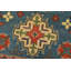 Tapis Kazak 4′ x 5′11″ en laine bleue, noué à la main, style tribal oriental