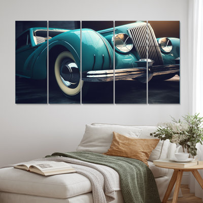 Vintage Oldtimer Classic Car Elegance VII - Art mural sur toile voitures classiques - 5 panneaux égaux