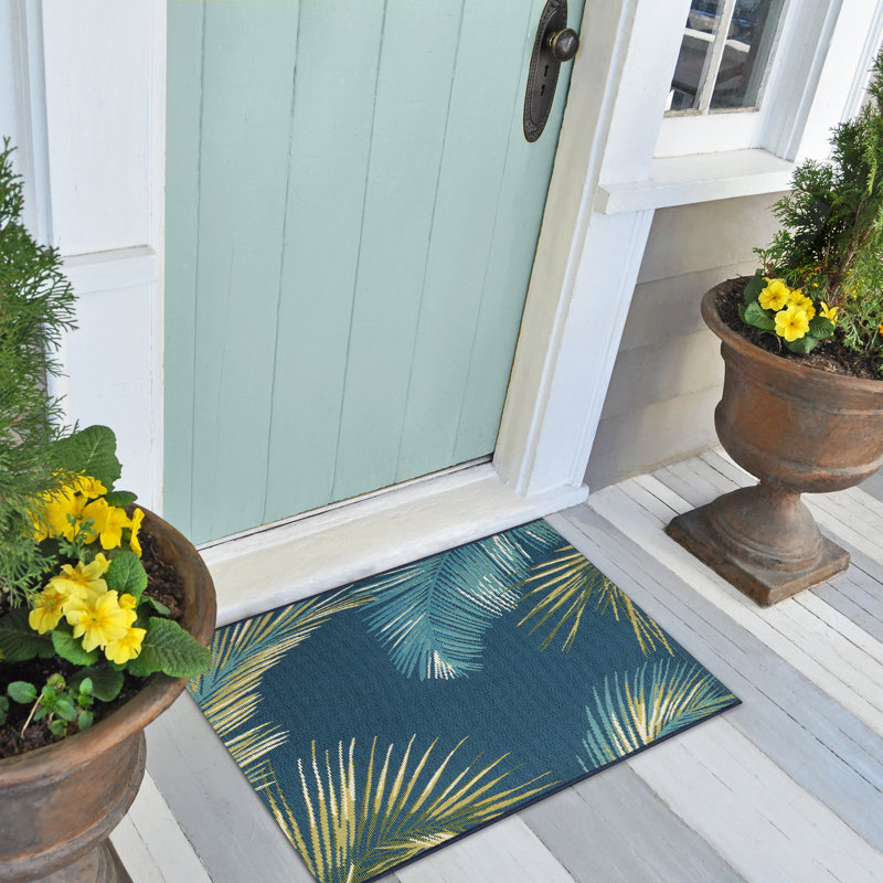 Bay Isle Home™ Asenet Palm Border Indoor/Outdoor Mat, Rectangle 2'4" x 3'11"