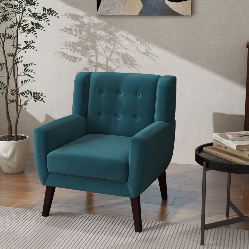 Fauteuil Jaqueze, Velours bleu performance