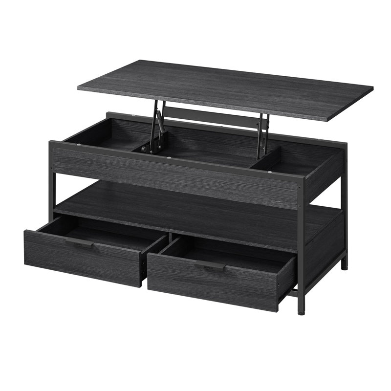 Lift Top Coffee Table with Storage Drawers, Black
