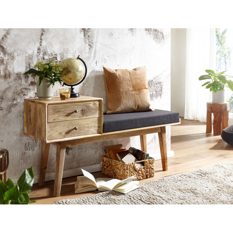 Mineola Genuine Leather Upholstered Storage Bench, Black