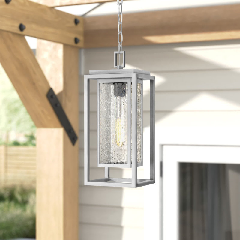Republic 1 -Bulb 16.8" H Outdoor Pendant, Satin Nickel