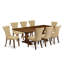9 Piece Dining Table Set Includes a Rectangle Kitchen Table with Removable Leaf and 8 Brown Linen Fabric Parson Dining Chairs, Antique Walnut-1814379809-1814379823-1814379816