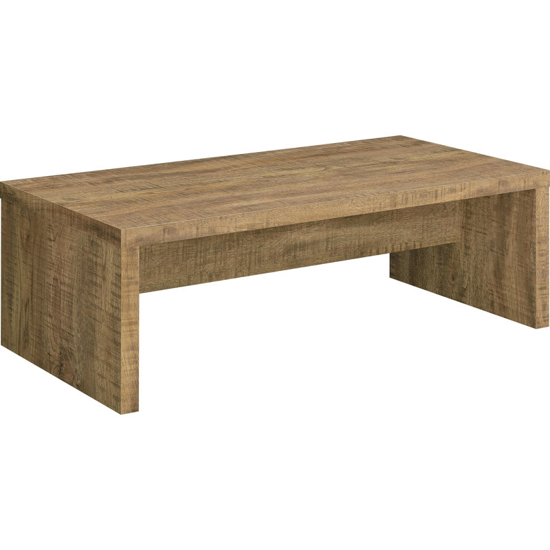 Table basse rectangulaire en bois d'ingénierie au fini manguier, idéale pour un salon décontracté et invitant, table de 15,86 po de hauteur, 46,14 de largeur et 23,5 po de profondeur, stable avec centre à côtés solides