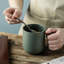 Ensemble de 6 tasses à café 14 oz, 6 tasses à café en céramique avec grande poignée et rebord ondulé pour café au lait / cacao chaud / thé