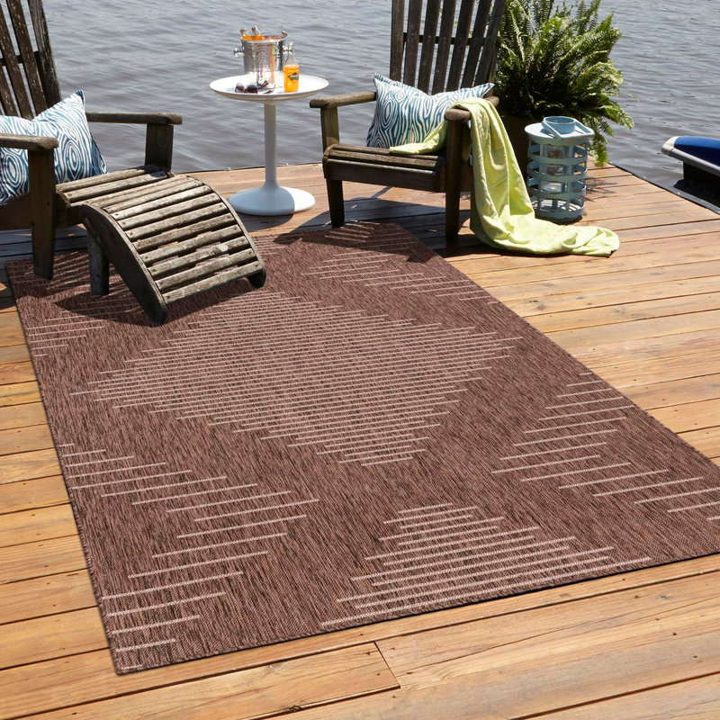 Everyn Striped Indoor / Outdoor Rug, Rectangle 7'10" x 10'
