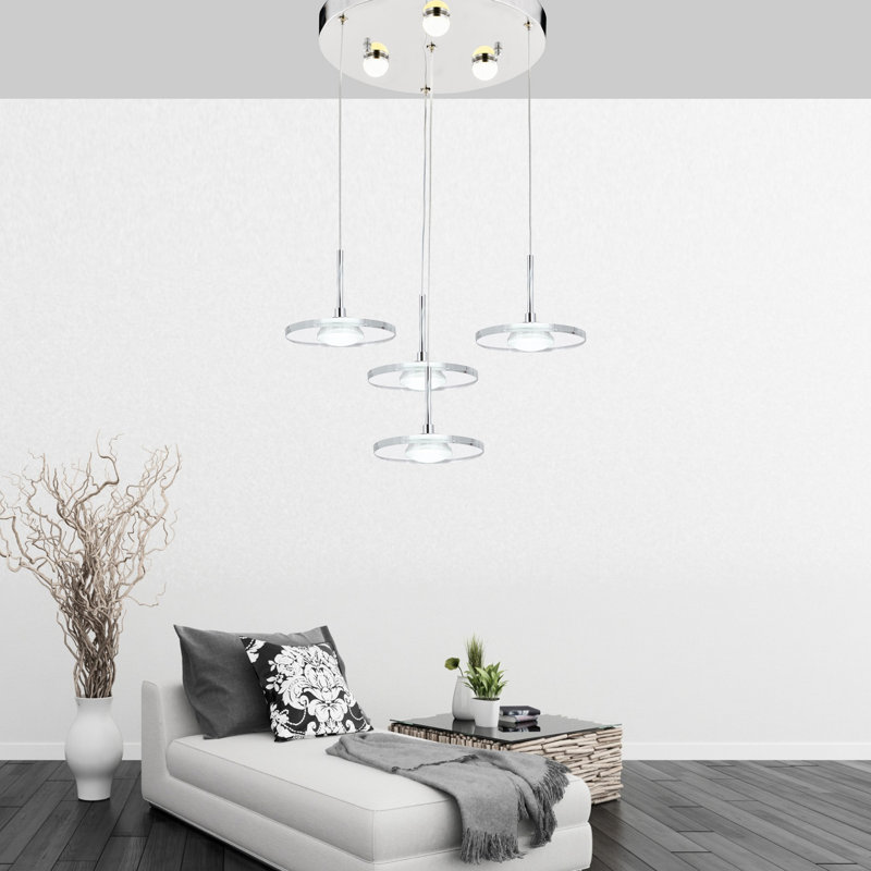 Luminaire suspendu géométrique à 4 lumières DEL