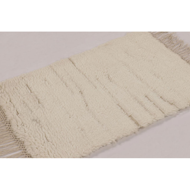 Wool Striped Area Rug in White, Rectangle 10' x 14'