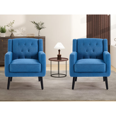Fauteuil d'appoint rembourré capitonné de 29 po de largeur avec pieds en bois massif