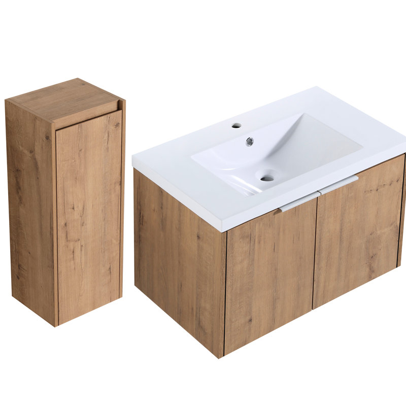 Meuble-lavabo de 30 po avec lavabo et armoire latérale Fianna - Meuble-lavabo de luxe, finition, eau, 30"