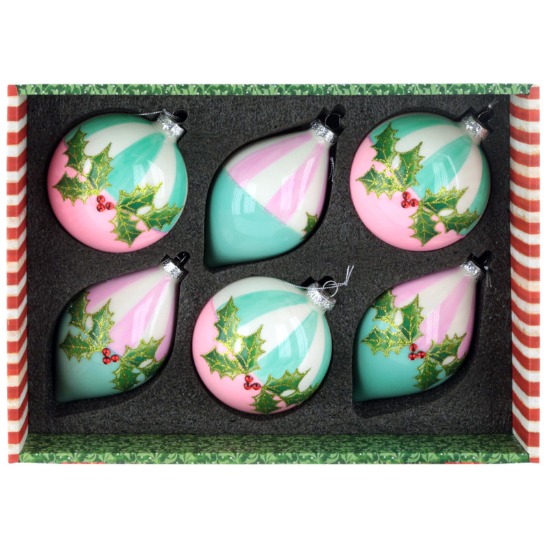 Hollyberry Jeweled Ornament, Box Of 6 - 4 Inches