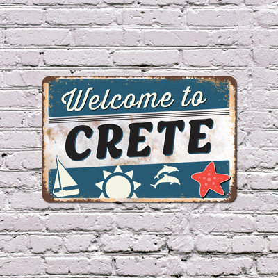 Welcome To Crete Vintage Style 13 Inch x 20 Inch Plastic Sign