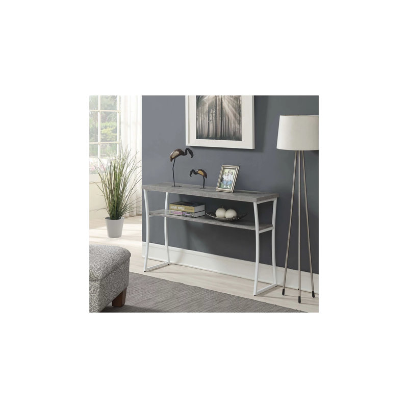 Console Meisha, Plateau en faux bouleau / base blanche