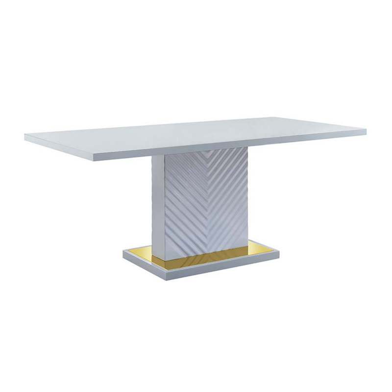 Izekiel Pedestal Dining Table,Dining room table,Kitchen table with Stainless Trim Base, Gray