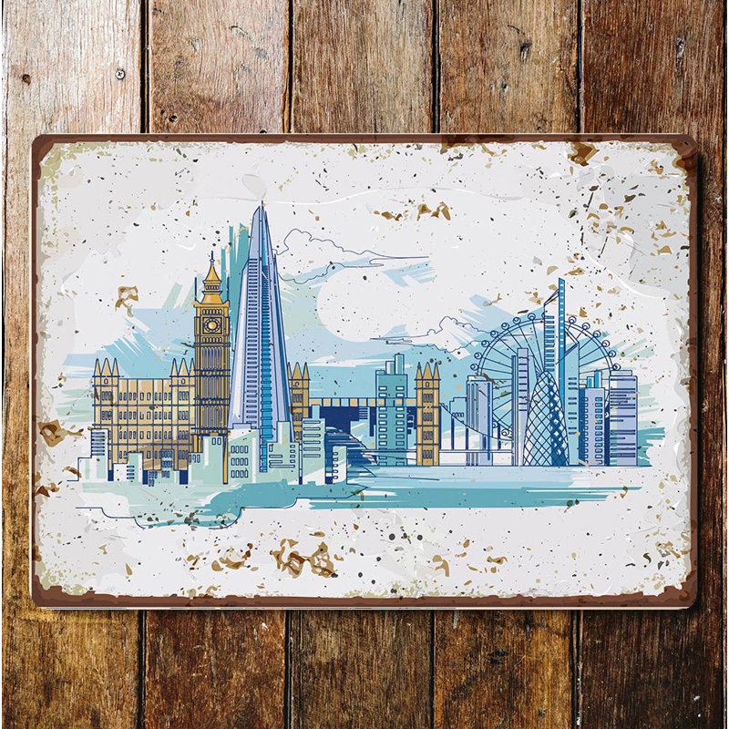 Cities & Countries Wall Decor on Metal, 20cm H x 25cm W