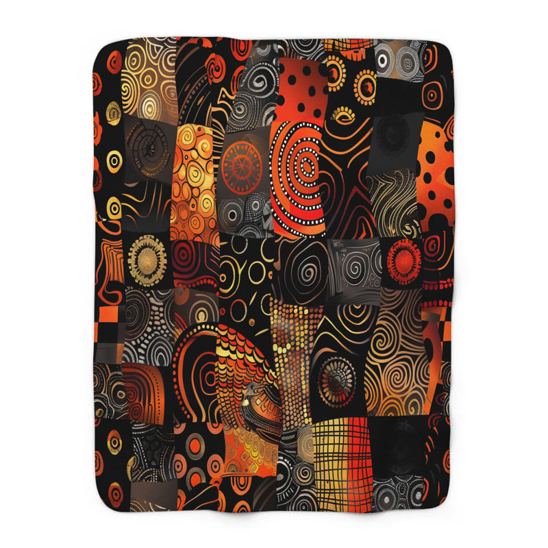 Décoration africaine - couverture en sherpa de qualité supérieure 1 pièce - reproduction d'art luxueuse, Lit simple