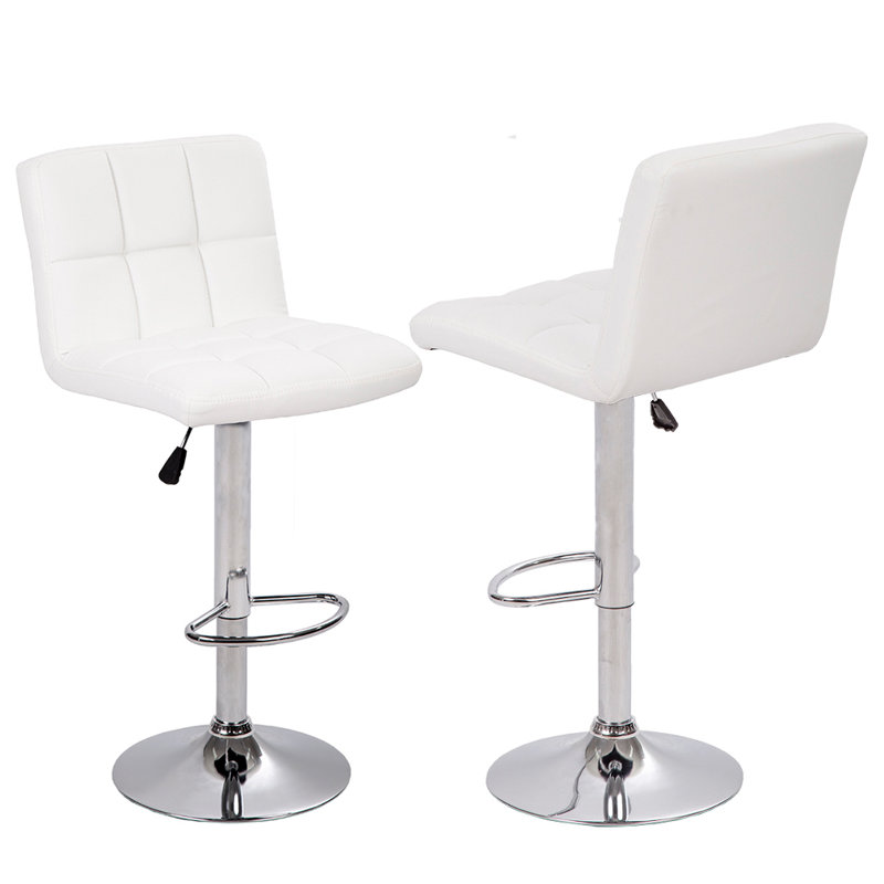 Ensemble de 2 tabourets de bar pivotants en cuir et pivotants en cuir de polyuréthane réglables à hauteur de comptoir avec repose-pieds pour la salle à manger