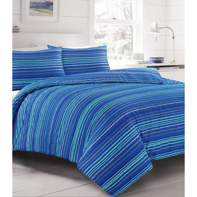 Hoyt Cotton Blend, Polyester Striped Duvet Cover Set with Pillowcases